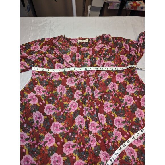 NATURAL LIFE Tunic Top Womens L/XL Multi Floral Print V-Neck Bohemian Peasant - Picture 11 of 14
